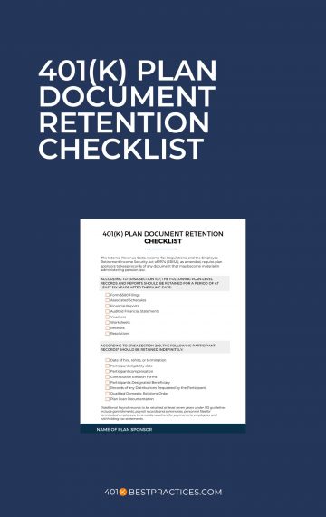 401k Plan Disclosure Retention Guidelines