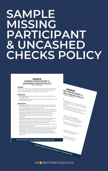 Sample Missing Participant and Uncashed Checks Policy (MS Word/Canva)